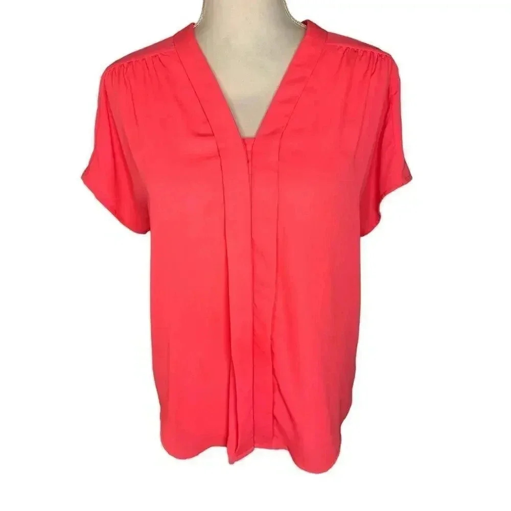 Express Women’s Small Pink Hidden Button Soft Short Sleeved Top